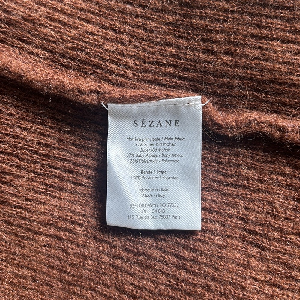 Sezane Brown V-Neck Button Cardigan - Picture 6 of 7